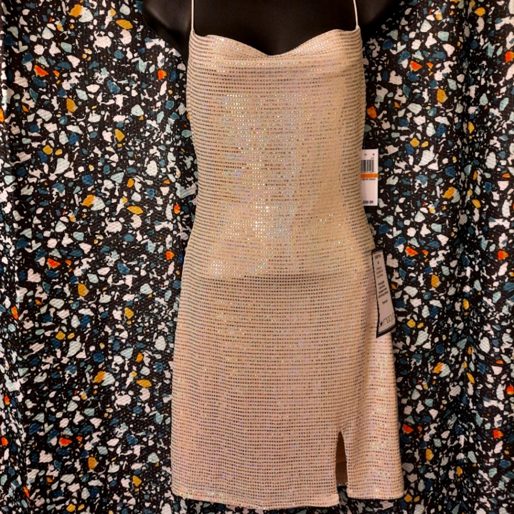 Silver Sequence Mini Dress - Small - Brand New